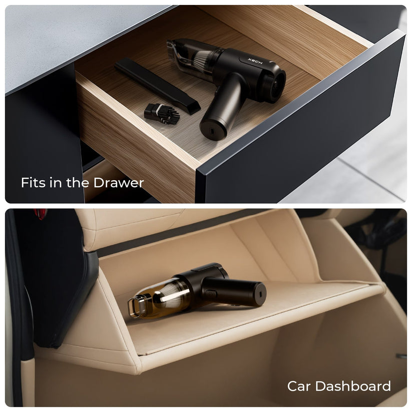 Xech | 9000Pa Turbo Suction Cleaner | Cordless & Compact Design | Dual Function for Car, Home, office & More